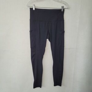 Lukka Lux Black Ribbed High Waist Leggings Side Pockets Womens Small Stretch